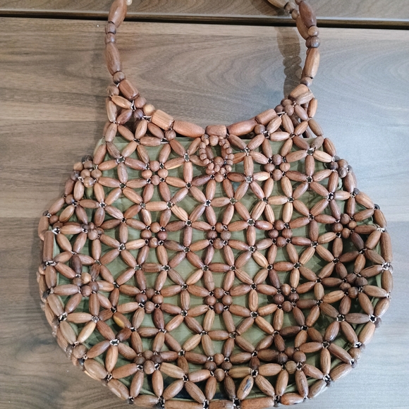 Handbags - Handcrafted Wooden Beaded Hand Bag